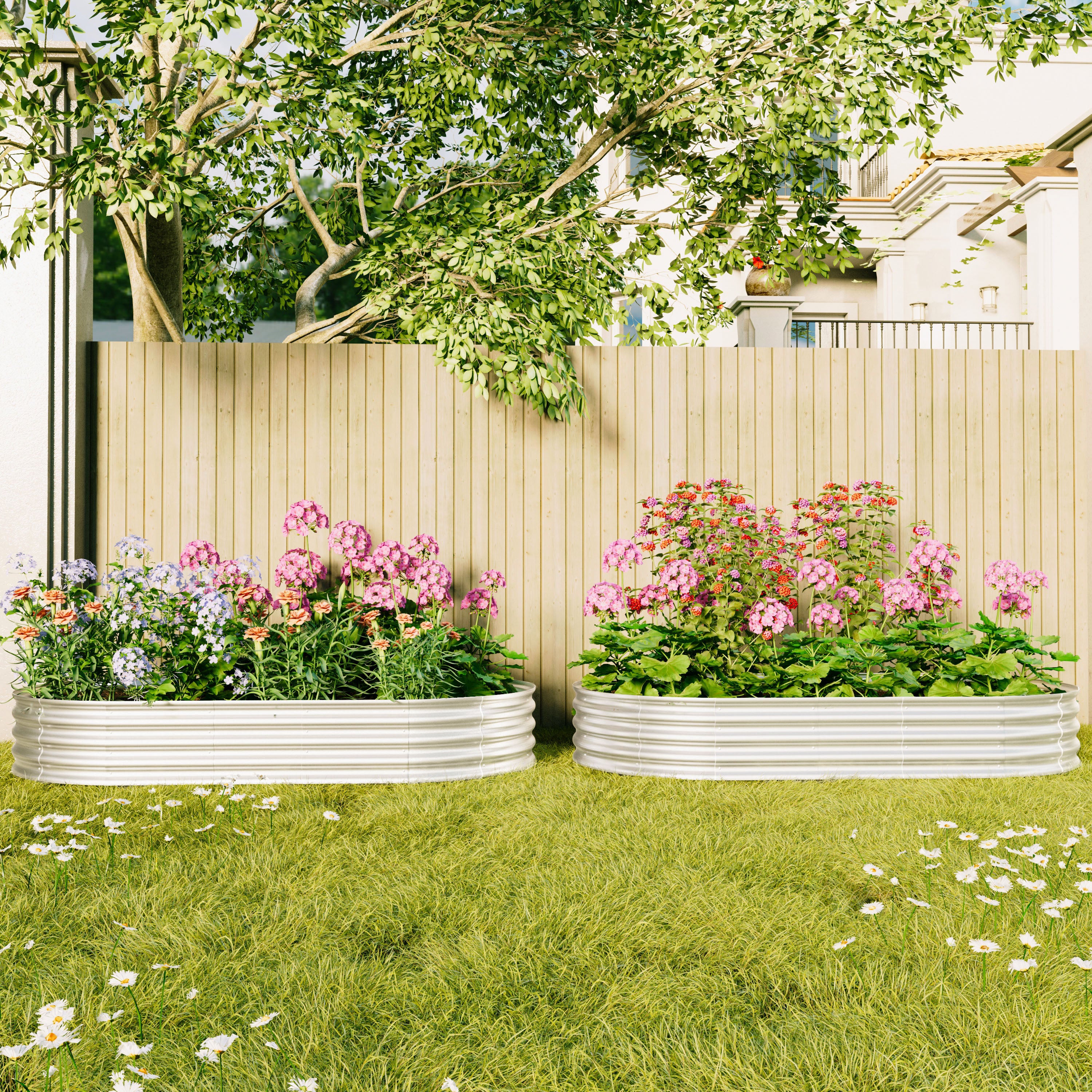 Raised Bed Metal Galvanized Elevated Garden Kit, 8x4x1ft, 1pc