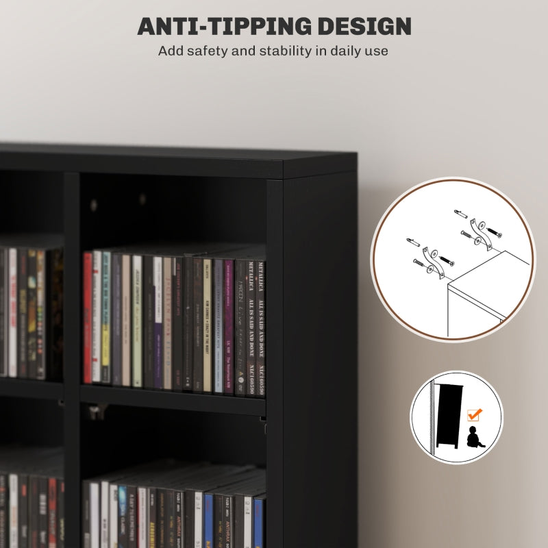 CD Storage Unit Adjustable Shelves 89 x 130.5 cm Black