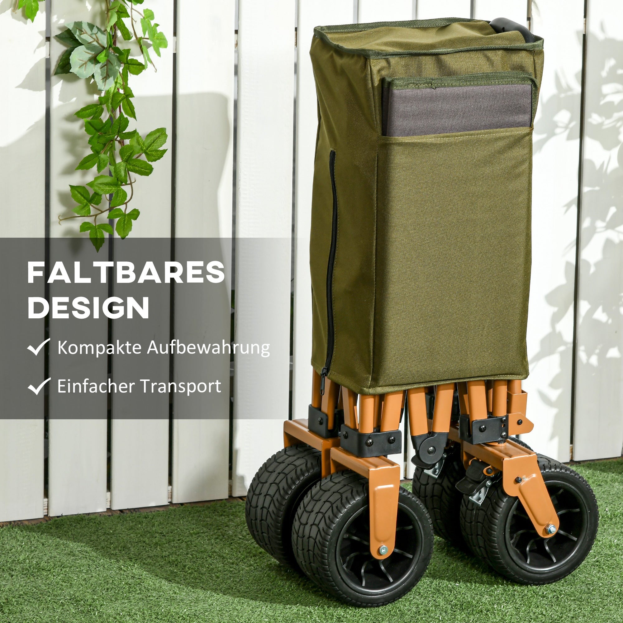 Handcart Foldable Transport Cart with Folding Board, 120 kg, Green