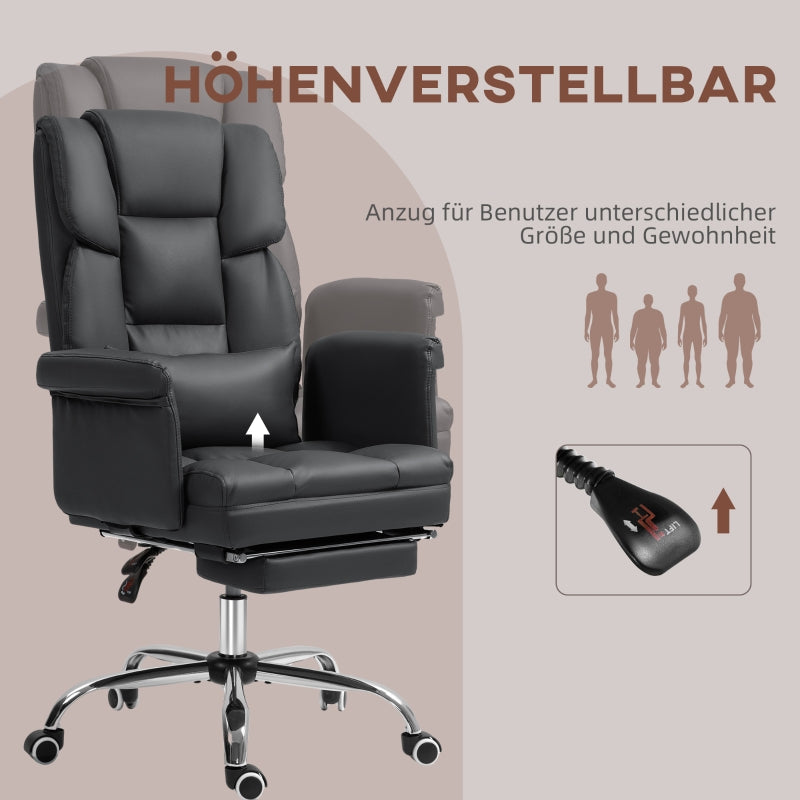Office Chair, Ergonomic Reclining Computer with Footrest, Faux Leather Black