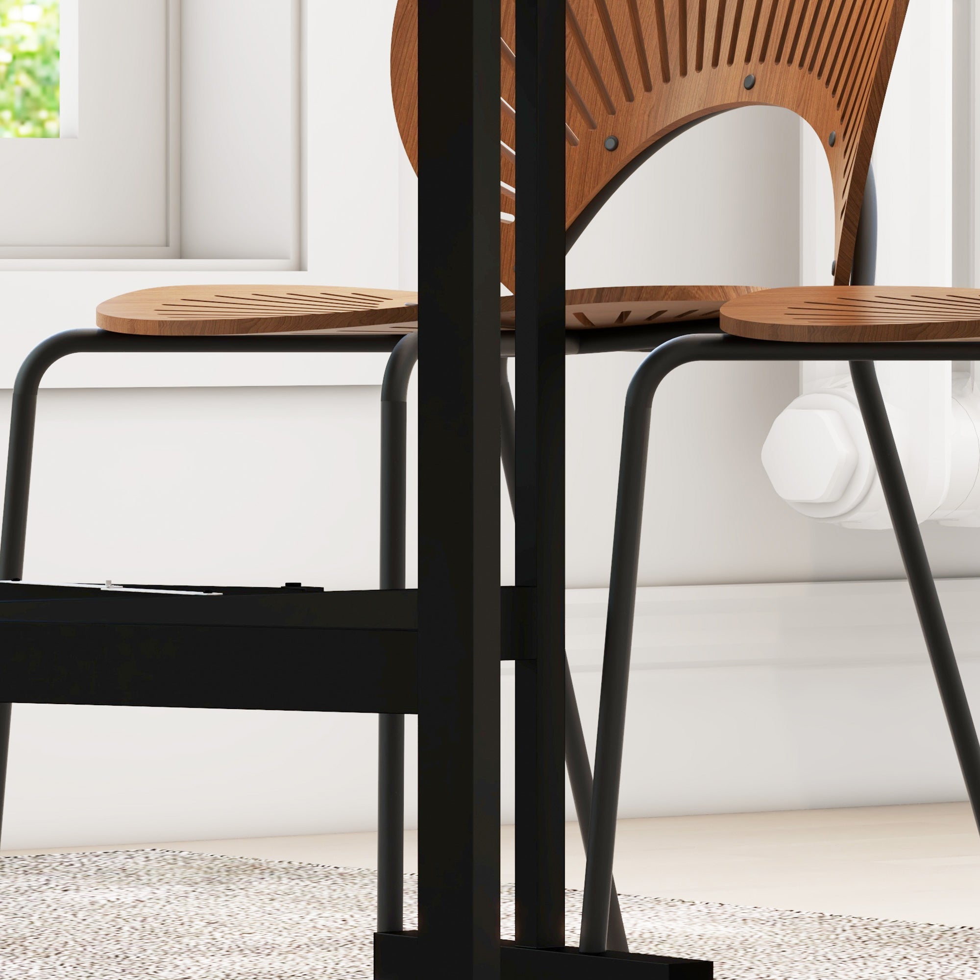 Folding Dining Table, Extendable 4-6 People Wheels Steel Legs