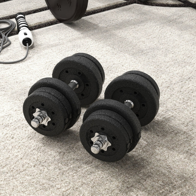 25kg Dumbbell Set with Weight Plates for Home and Gym, Steel and Faux Leather, Black