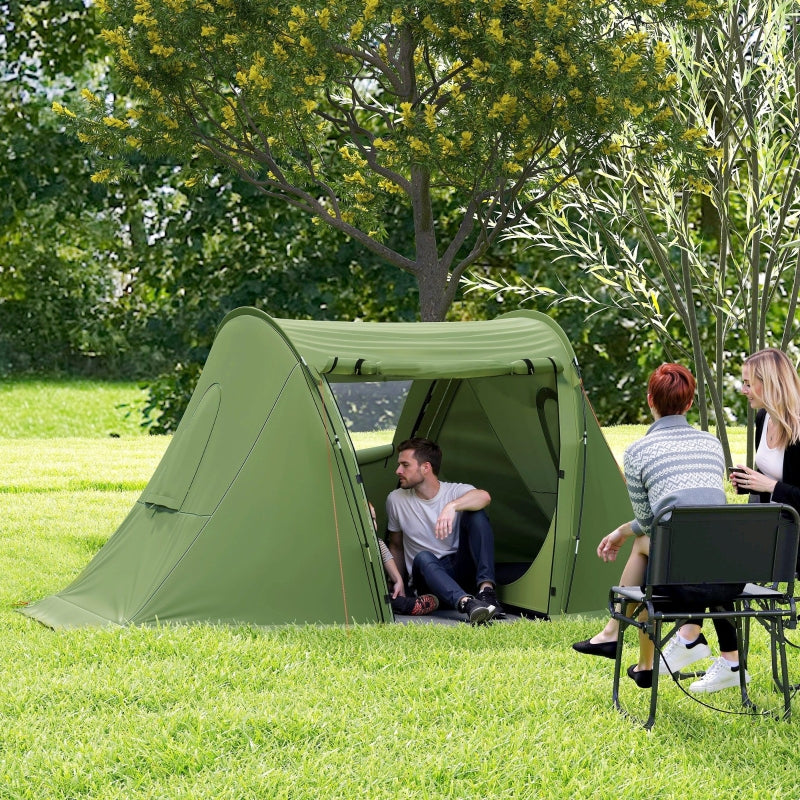 3 Man Camping Tent, 2 Bedrooms Living Area 3000mm Waterproof, Green
