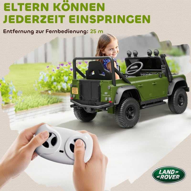 AIYAPLAY children's electric car, 12V battery operated, remote control, music, horn, LED lights, green