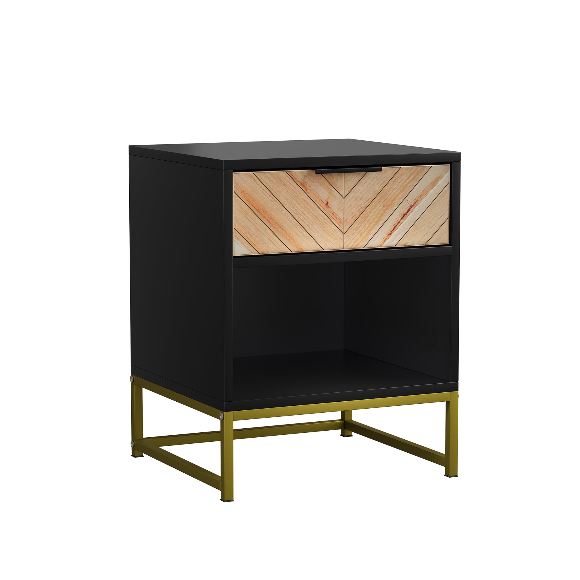 Modern Bedside Table with Drawer & Open Compartment 43x40x55 cm