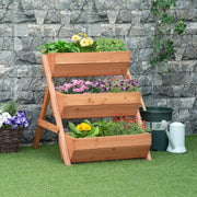 Raised Garden Bed 3 Tier Elevated Planter Box Kit Wooden Brown