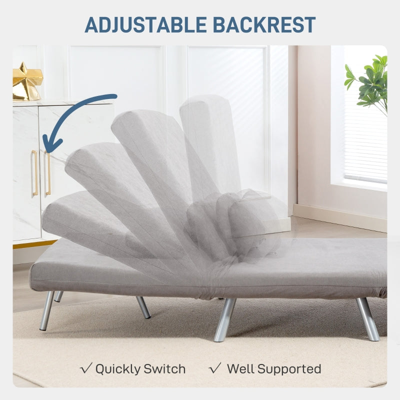 Single Chair Bed, Convertible Velvet-Feel, Grey