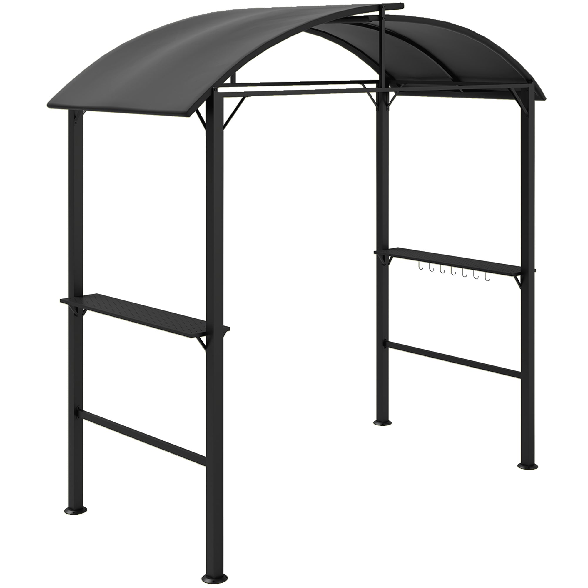 Grill Pavilion, Double Roof Windproof Shelves UV Protection, Dark Grey Steel
