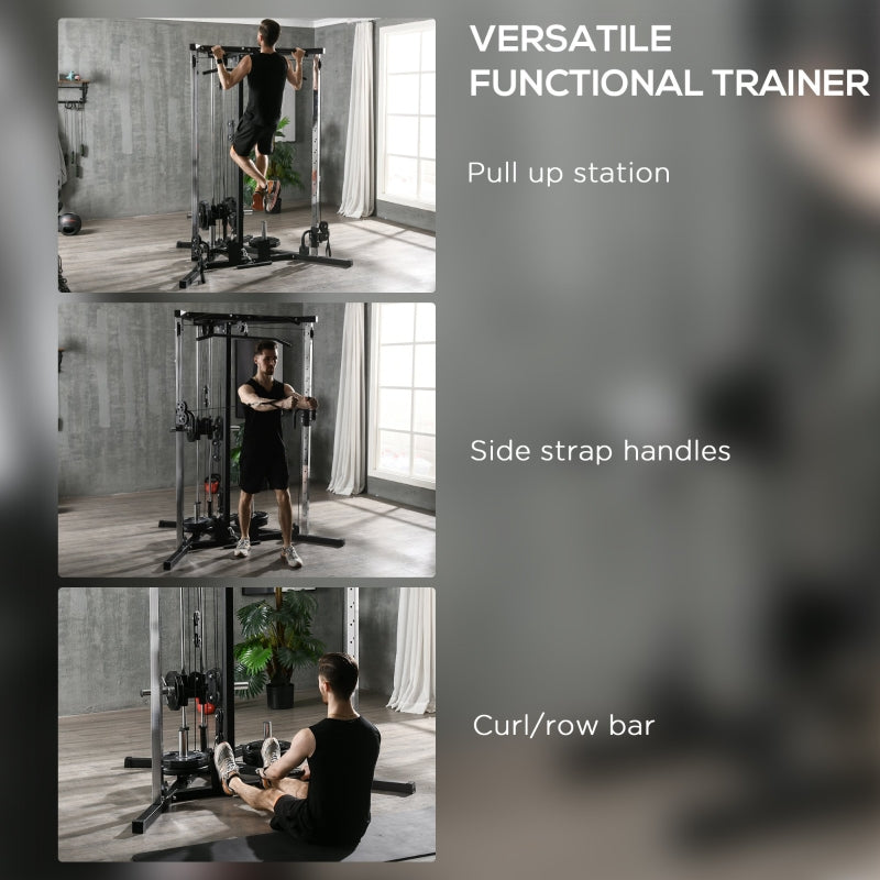 SPORTNOW Home Gym Machine, Multifunctional with Adjustable Pulleys and Pull Up Bar, Full Body Fitness