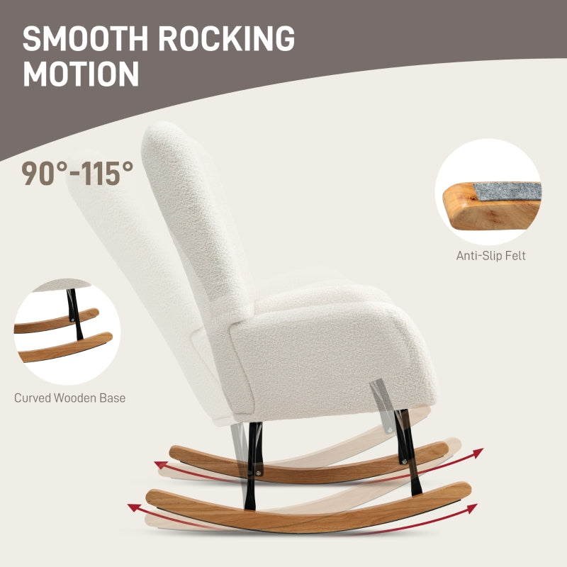 Teddy Rocking Chair, Fleece - Cream White