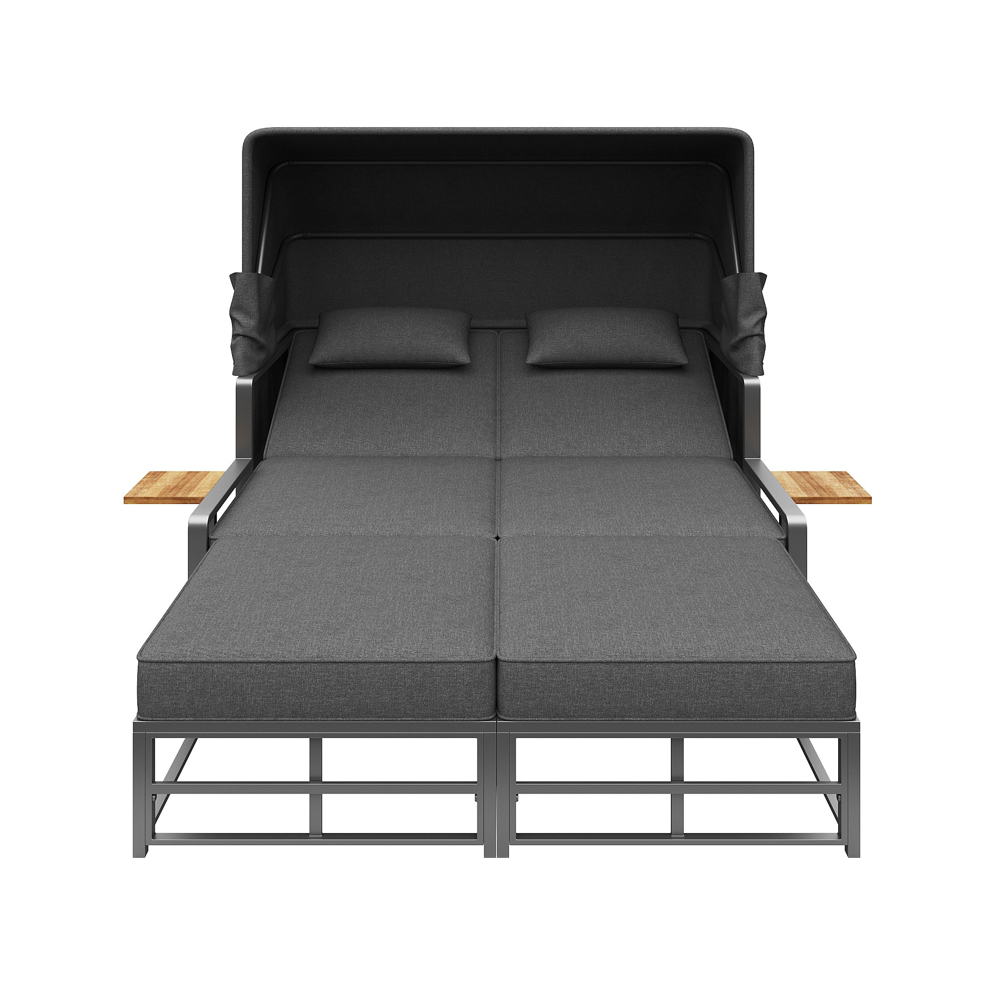 Garden Lounge Set Sun Lounger 2-4 Person with Foldable Sunshade