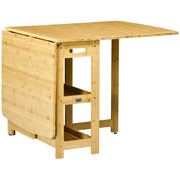 Dining Table Folding Storage Adjustable Legs 149.5x80x73.5cm, Bamboo Natural Wood