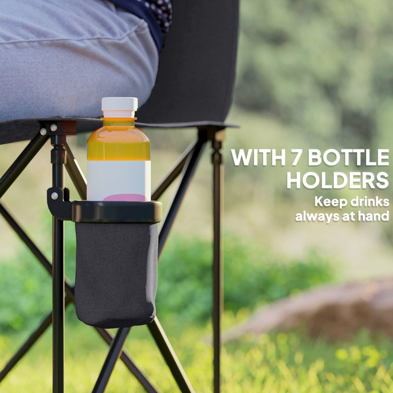 6 Seater Folding Camping Chair with Cup Holder & Carry Bag - Charcoal Grey