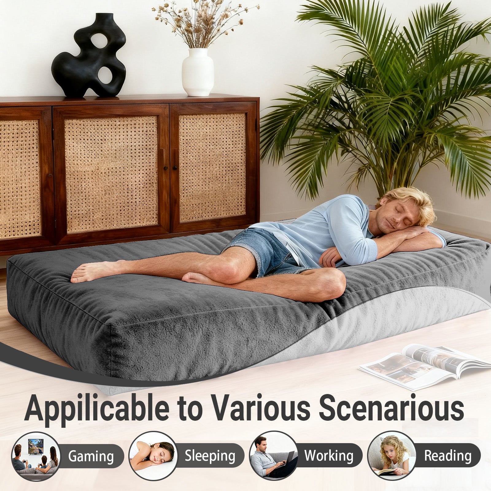 DBC-SHENHUI Convertible Bean Bag Chair Bed - 2-in-1 Lounge Solution