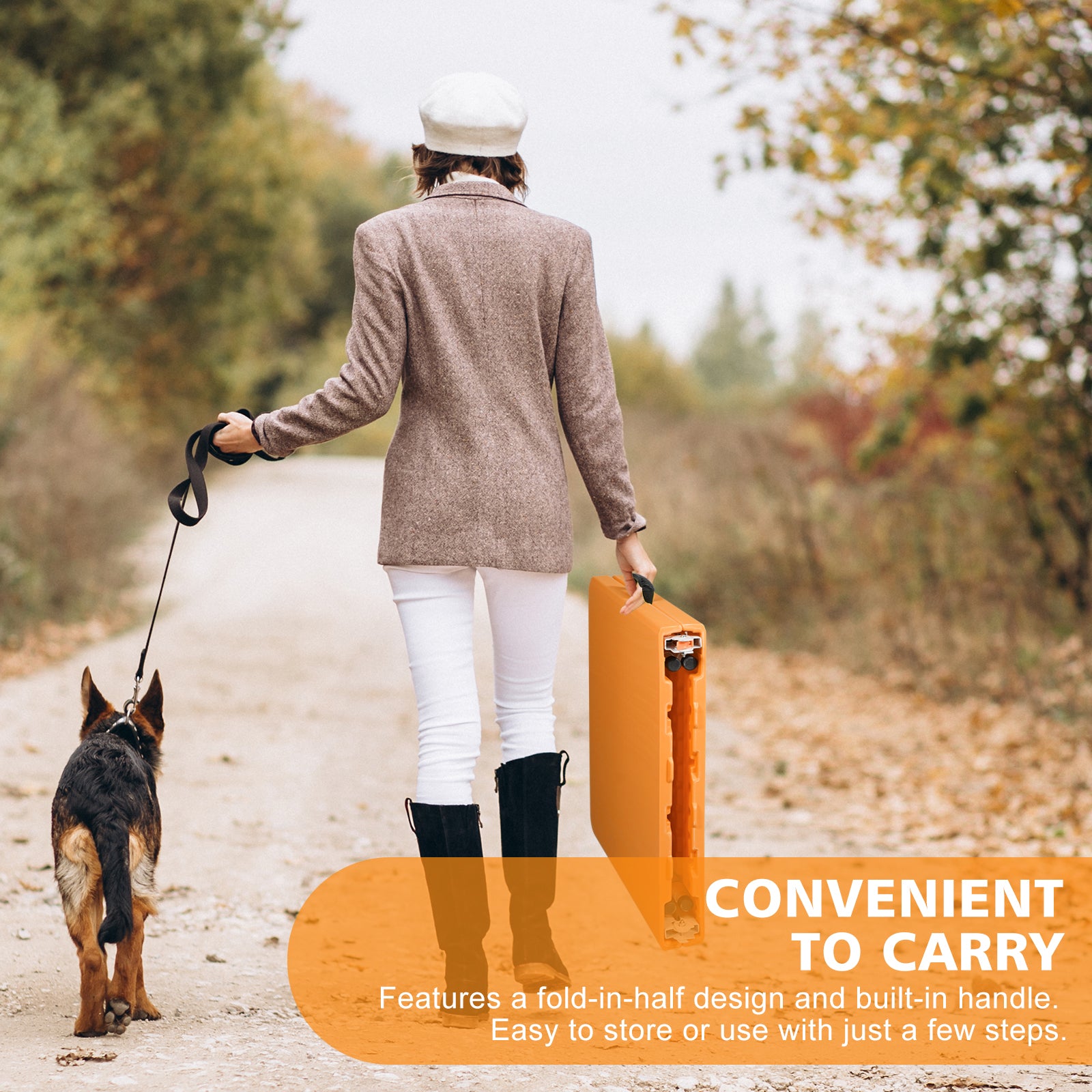 Portable Folding Table 125cm Adjustable Height, Orange