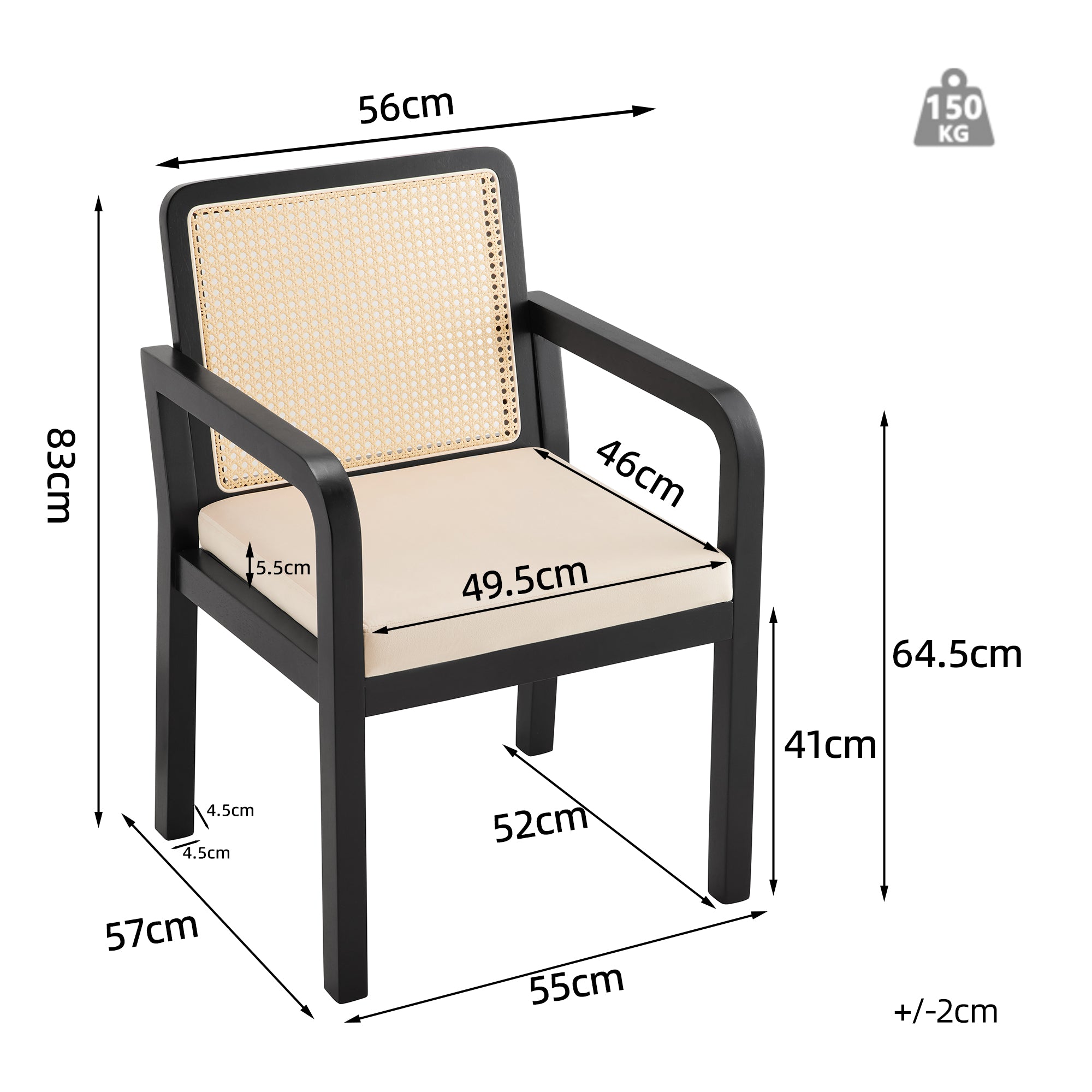 Dining Chair Set of 6, Ergonomic Luxury with Rattan Backrest and Rubberwood Legs, Velour Fabric