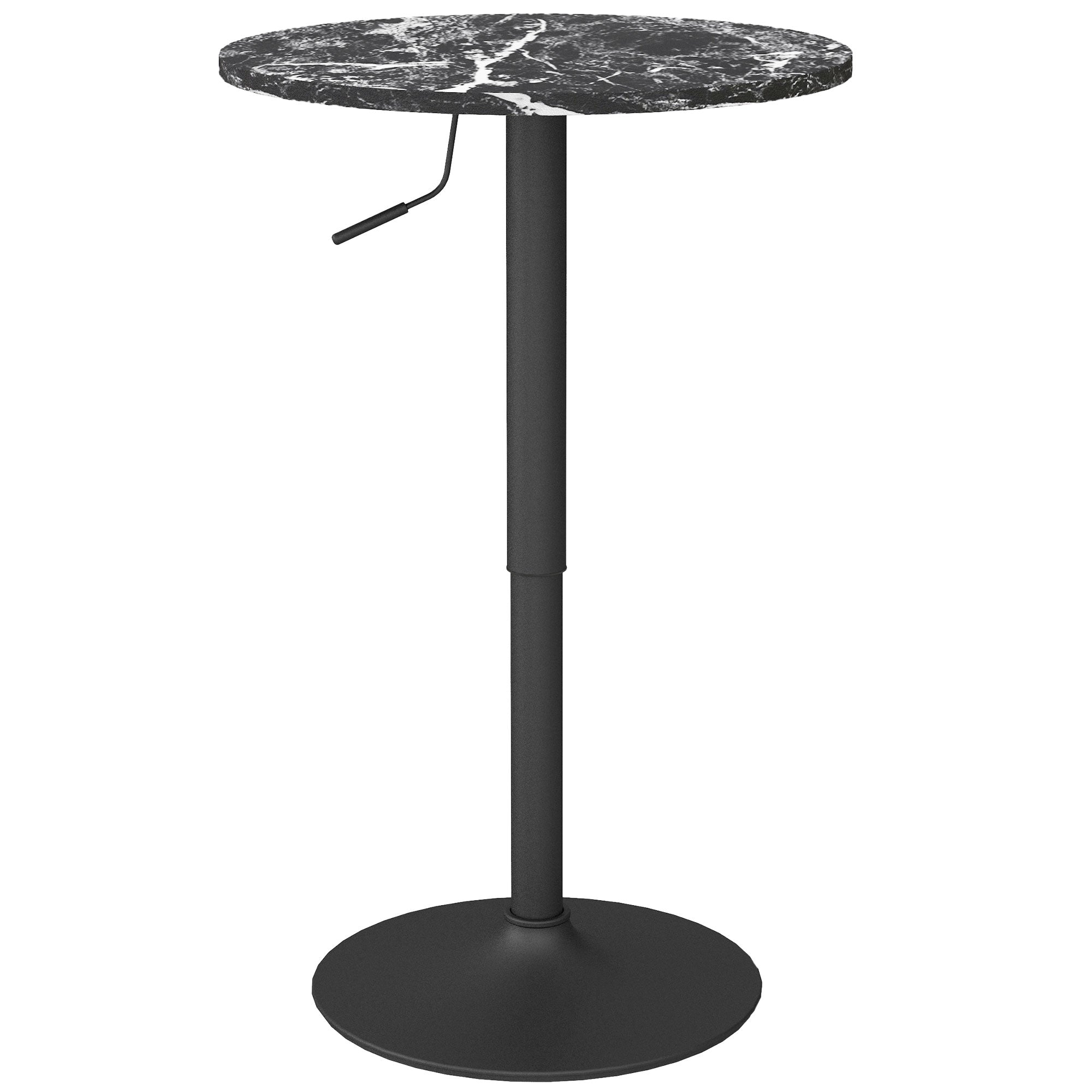 Bar Table Round Dining Table Marble Look Black