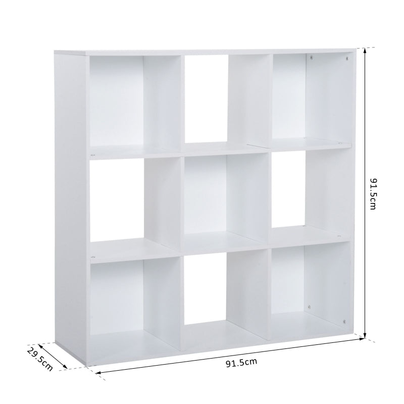 Storage Unit 3-Tier 9-Cube Organiser Bookcase, White Particle Board