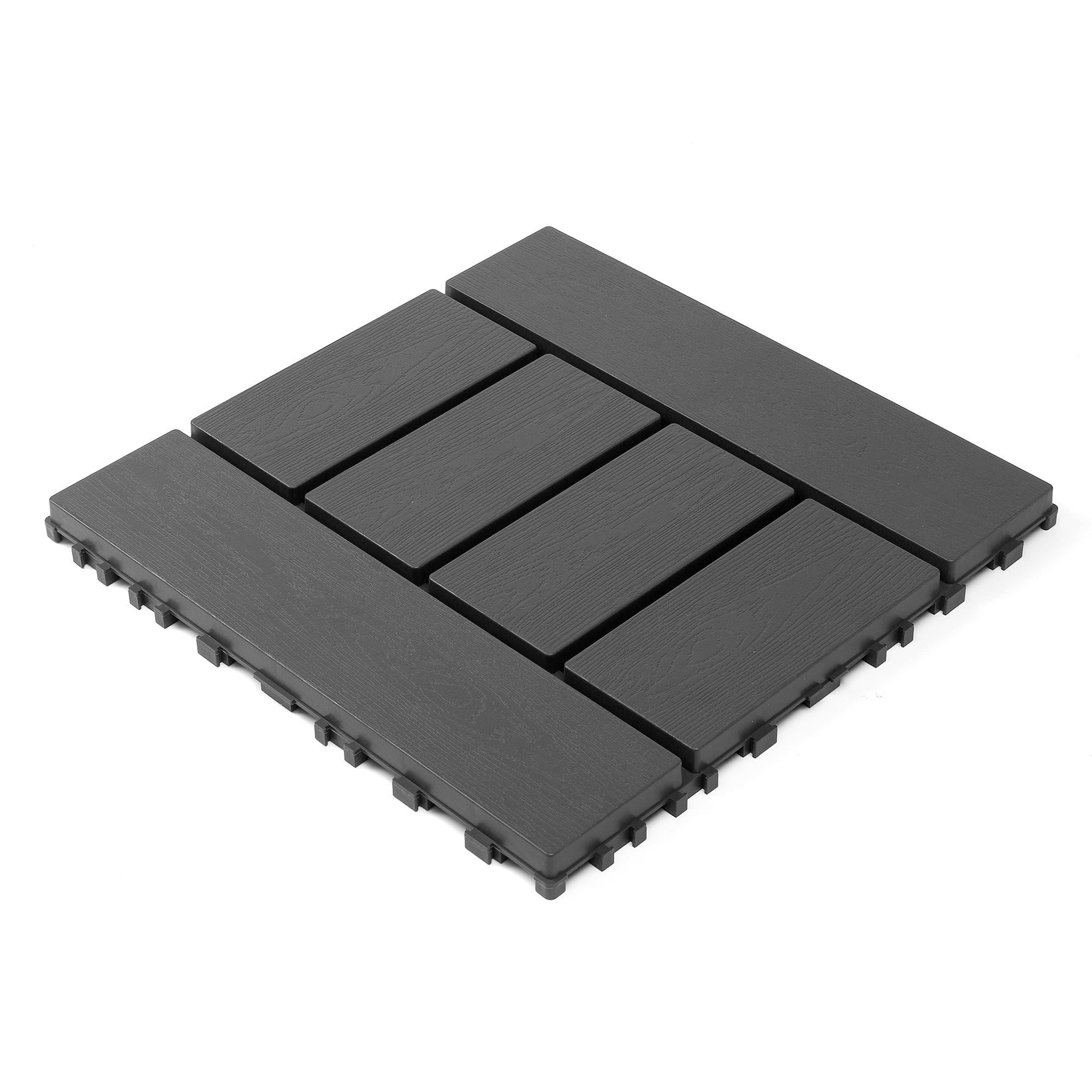 H Style 12" Patio Deck Tiles DIY Interlocking Indoor Outdoor Floor Tile 44pcs DARK GRAY