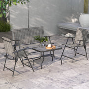 Four-Piece Garden Sofa Set with Metal Frame, Mixed Grey