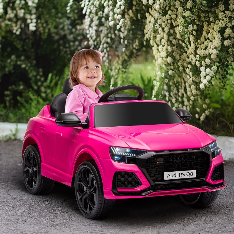 Audi RS Q8 6V Electric Ride On Car Toy with Remote USB MP3 Bluetooth, Pink