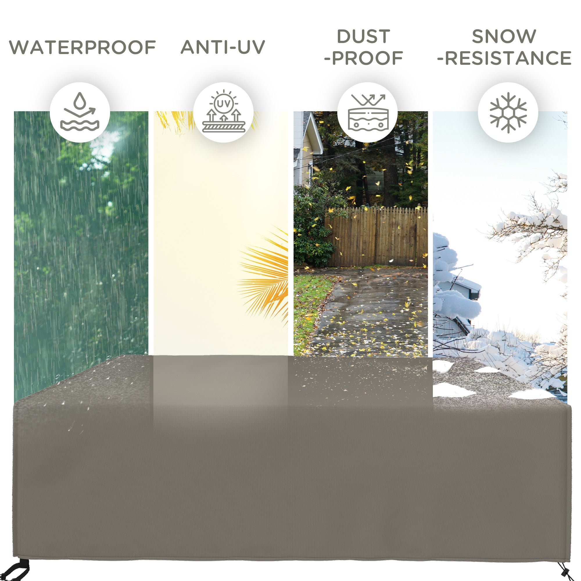 Patio Garden Furniture Set Cover Large Square Waterproof 230 x 230 x 70cm Grey 600D Oxford