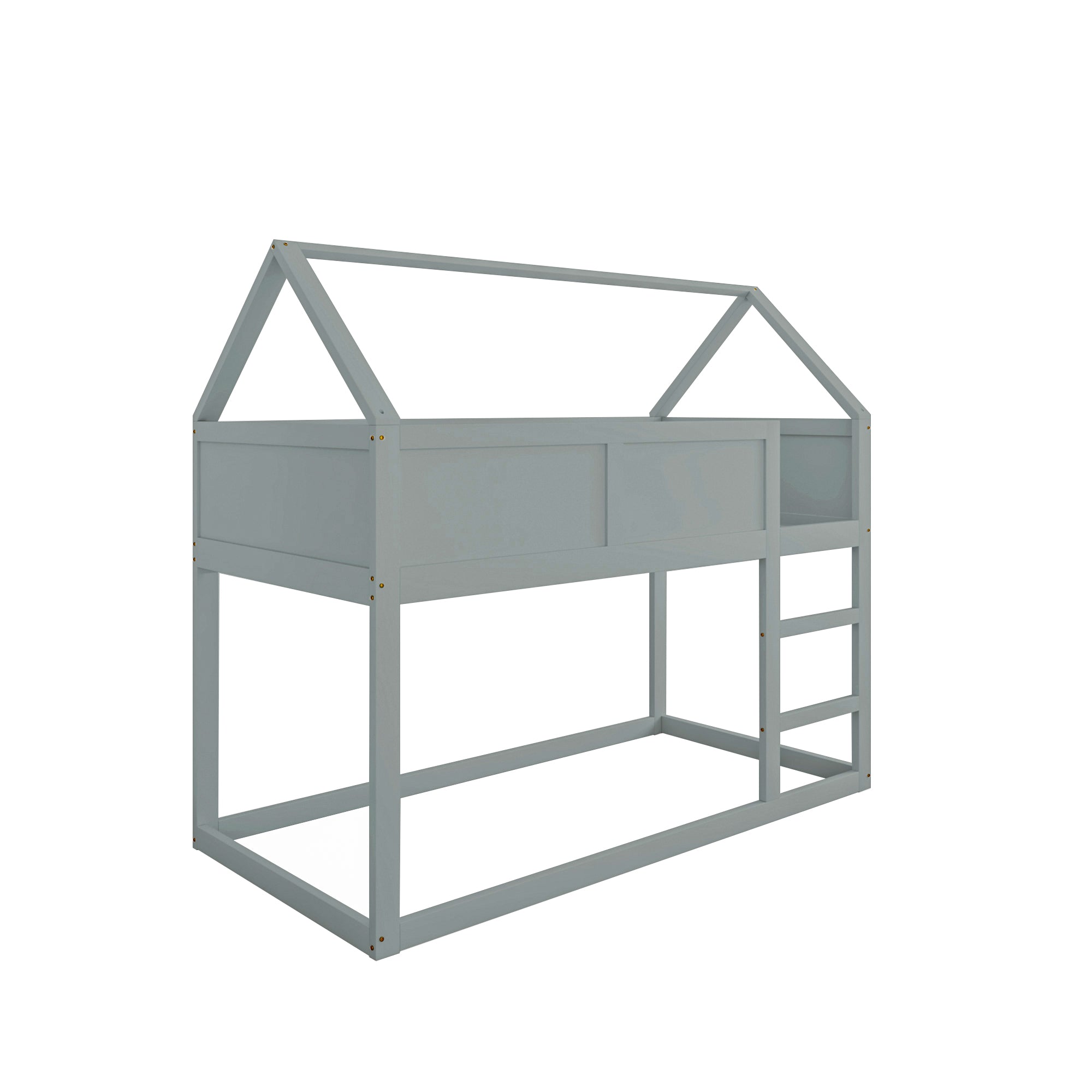 Bunk Bed, Low Single with Stairs, Solid Wood, Grey