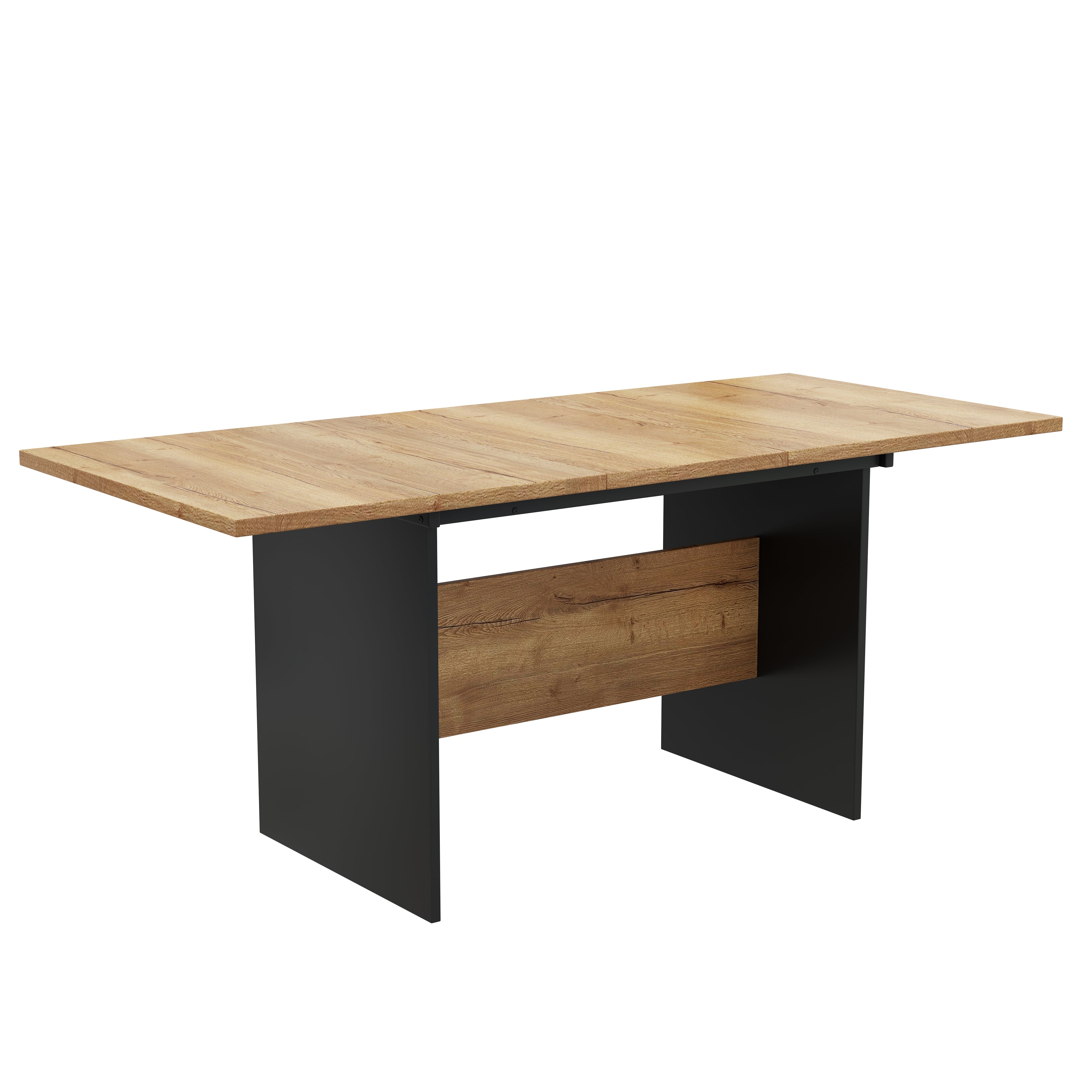 Extendable Dining Table 140/180x80cm Rectangular Wood Grain Minimalist Style Natural