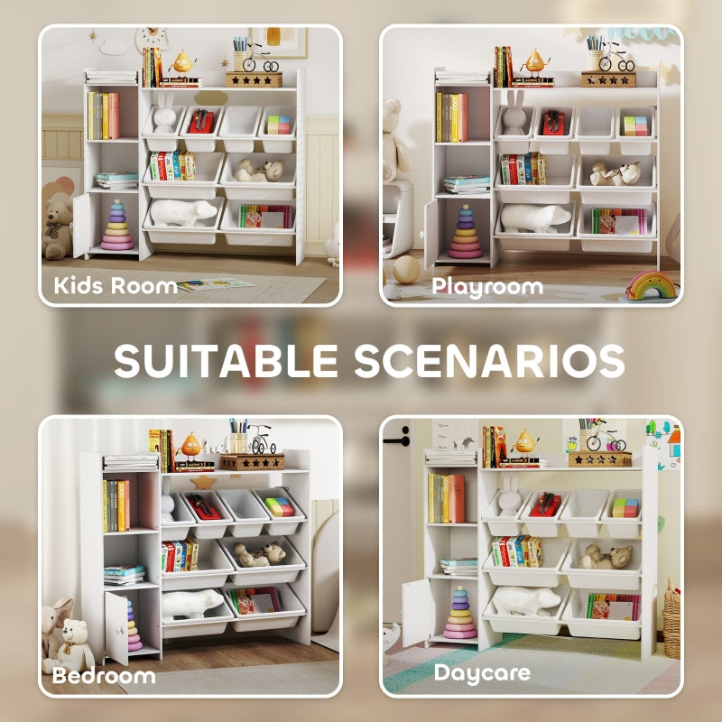 Toy Storage Unit with 8 Removable Bins and Shelves, White