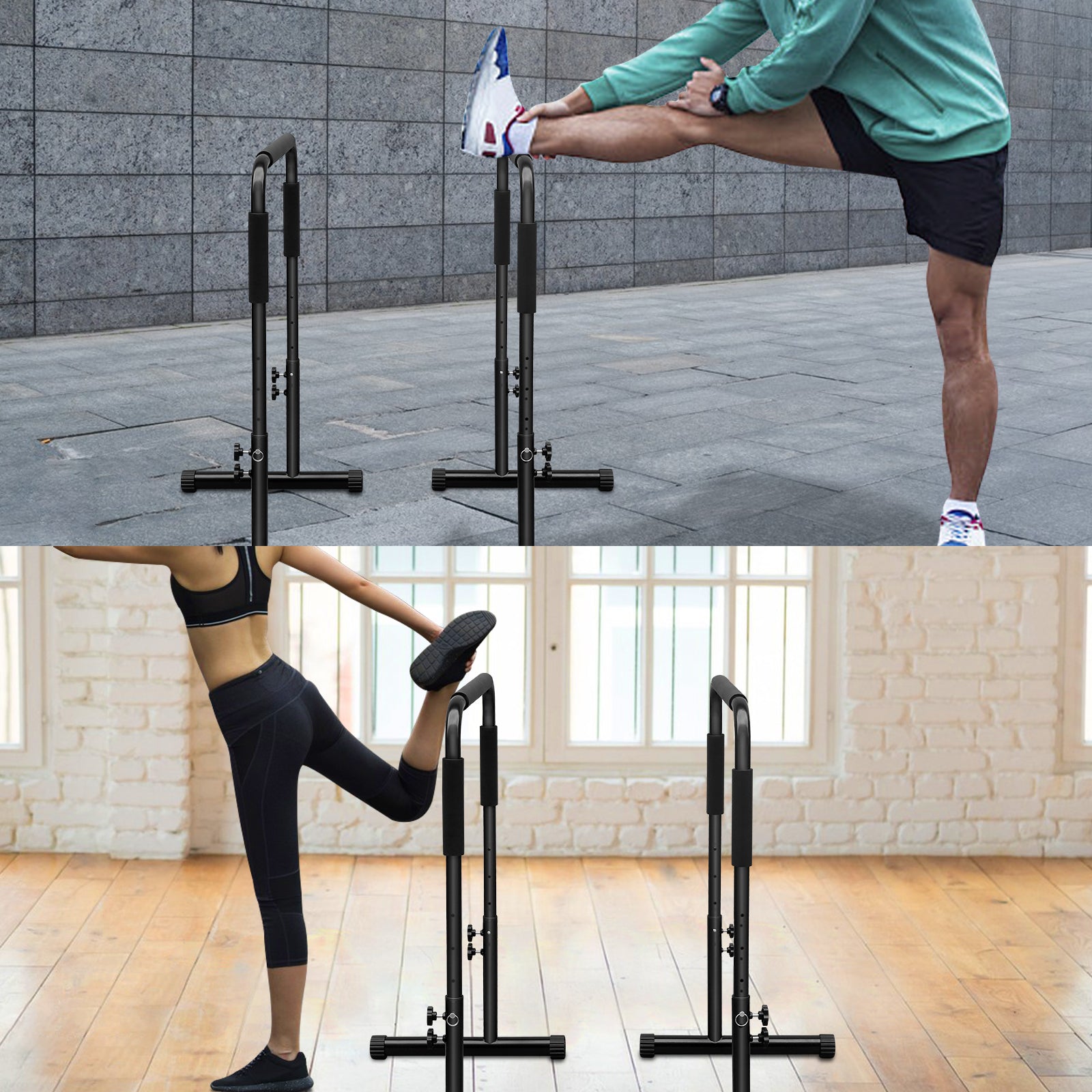 Adjustable Dip Bar Station, Heavy Duty Parallette & Parallel Bars, Home Gym