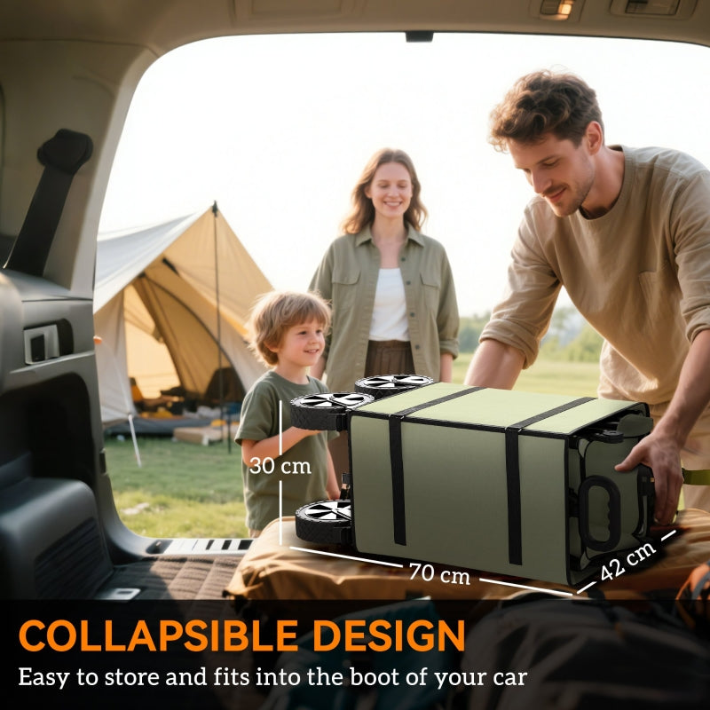 Folding Garden Trolley, 180L Wagon with Extendable Side Walls, Green