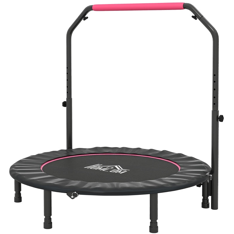 Foldable Mini Fitness Trampoline with Adjustable Foam Handle, Pink