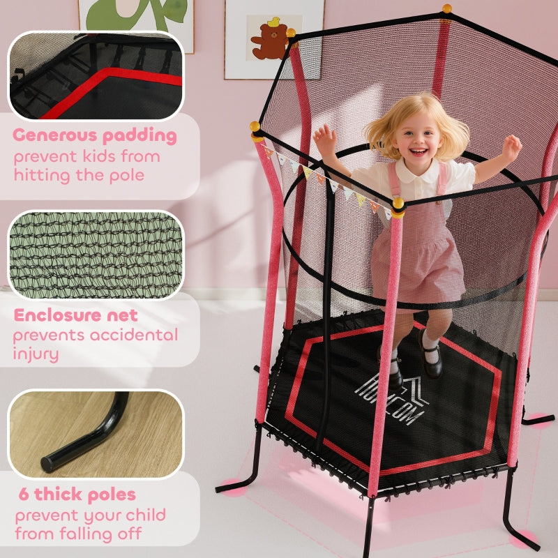 Kids Trampoline Mini Bouncer with Safety Net, Red