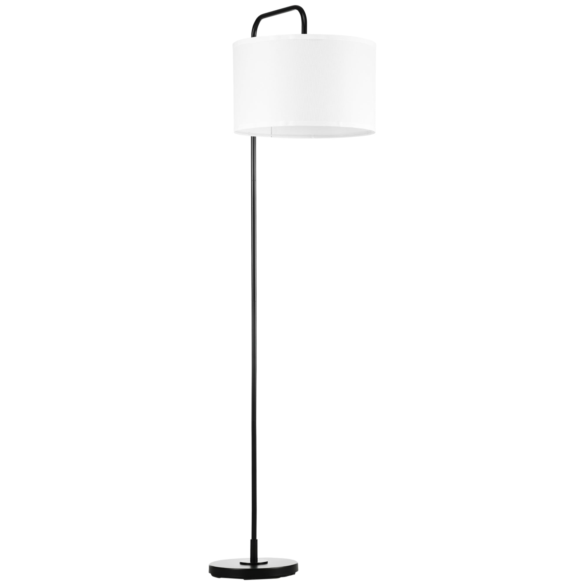 Floor Lamp Living Room Modern with Lampshade Black Metal