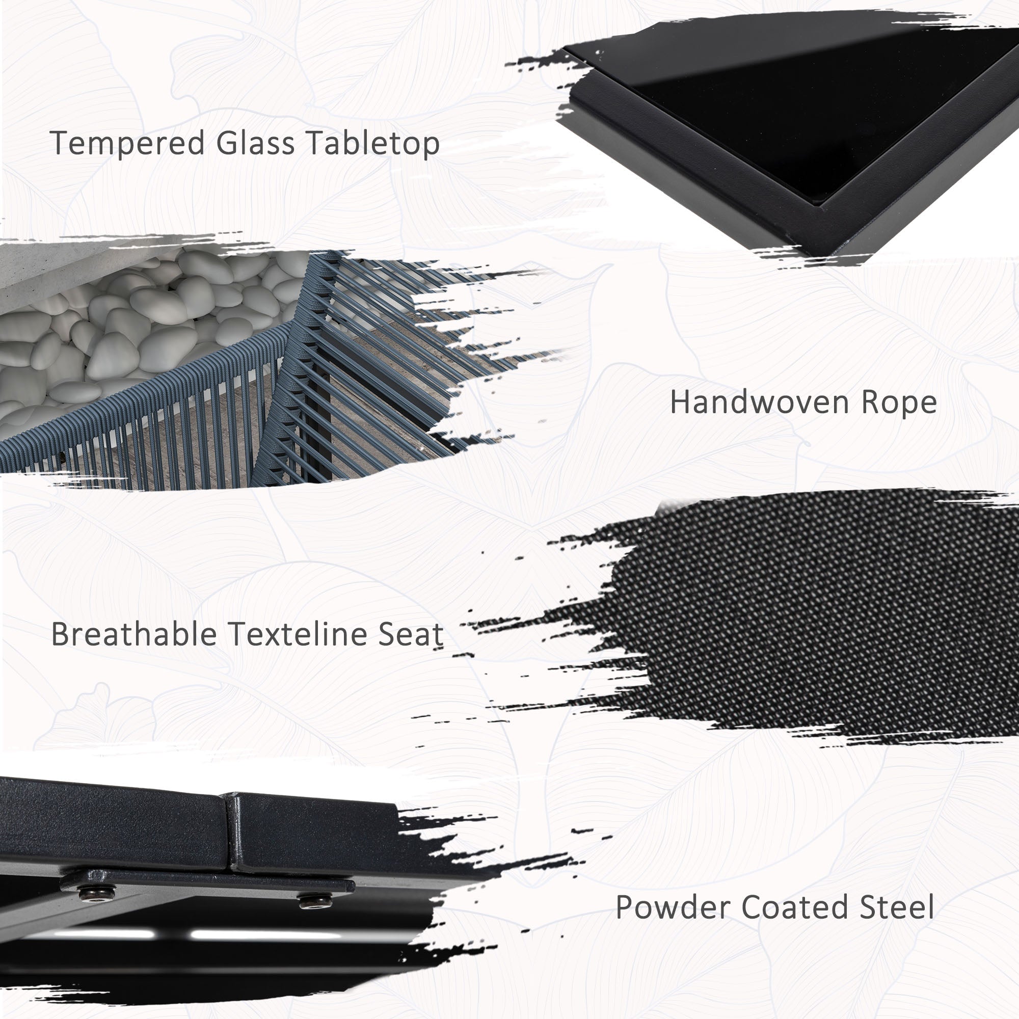 Five-Piece Dining Set with Folding Back Chairs, Metal Dark Grey