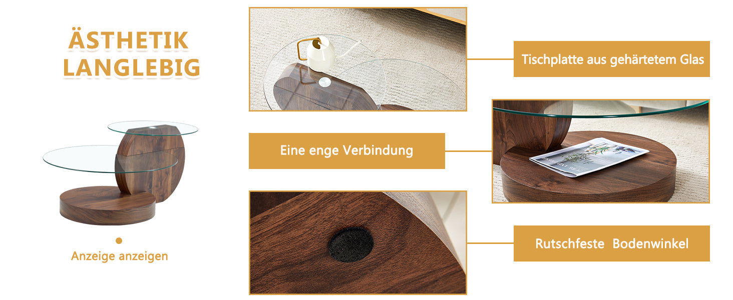 Coffee Table Modern Minimalist Multi-Layer Tempered Glass & MDF