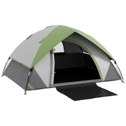 Two Man Single Room Dome Tent, with Accessories, Green/Grey