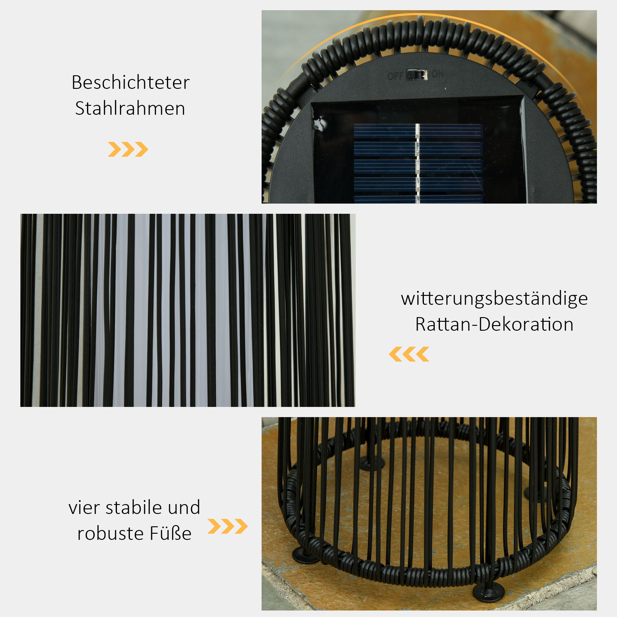 Solar Garden Light with Light Sensor, Waterproof, Automatic LED, Black