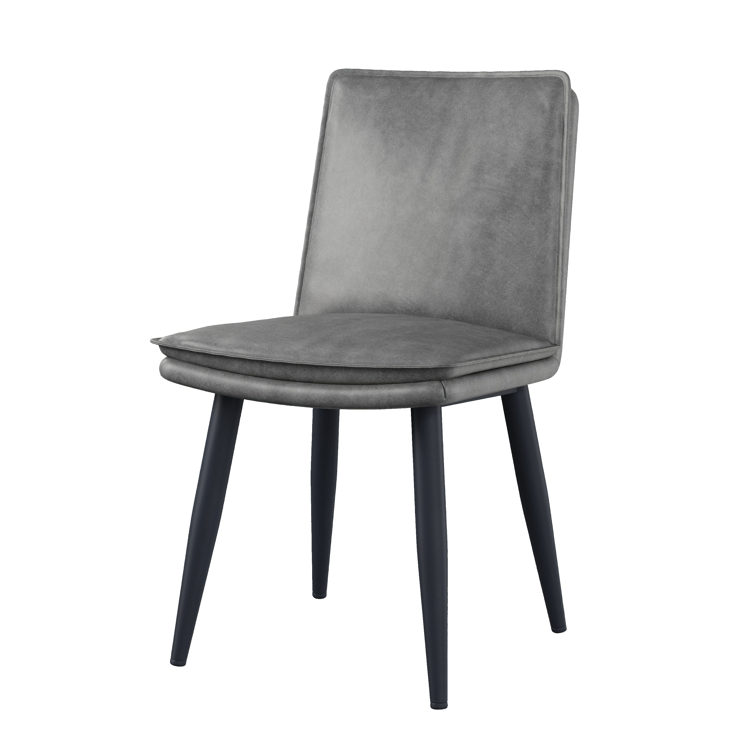 2 Dining Chairs Modern Double-Layered Cushions - PU Grey