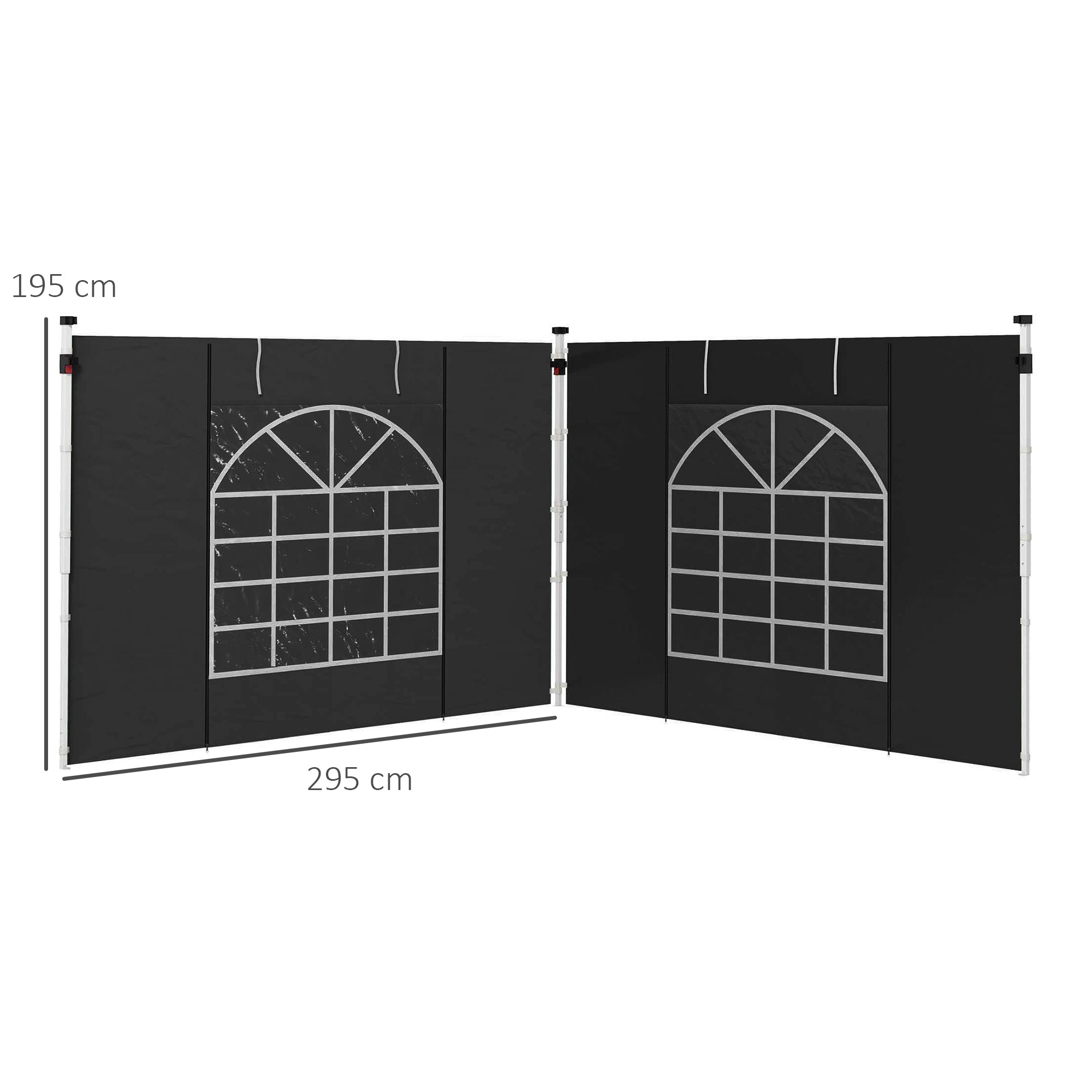 Gazebo Side Panels, 3x3/3x6 m, Window, Waterproof, Black Oxford Fabric