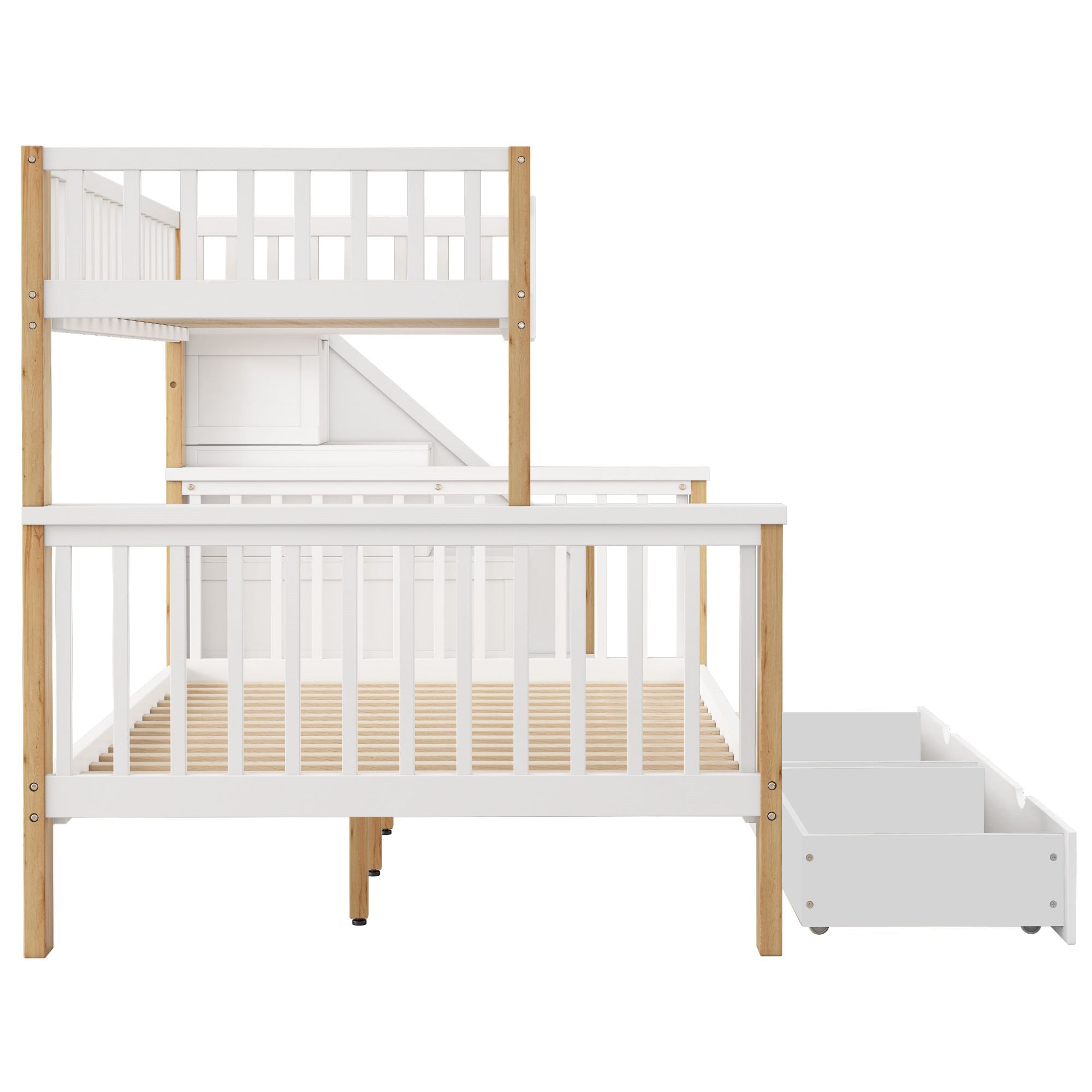 N634P250624N Bunk Bed with Chalkboard and Safety Rail, Pine