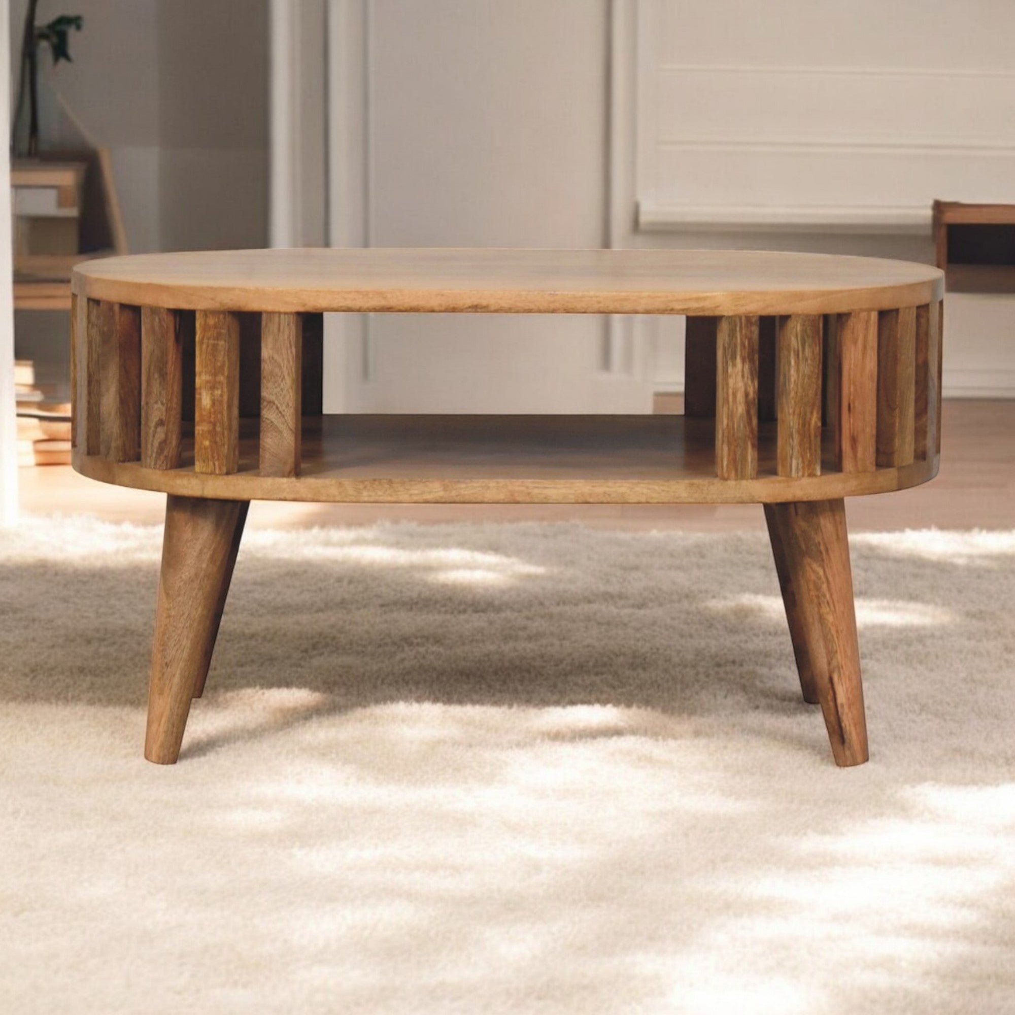Ariella Coffee Table Mini Open Slot Solid Wood Brown