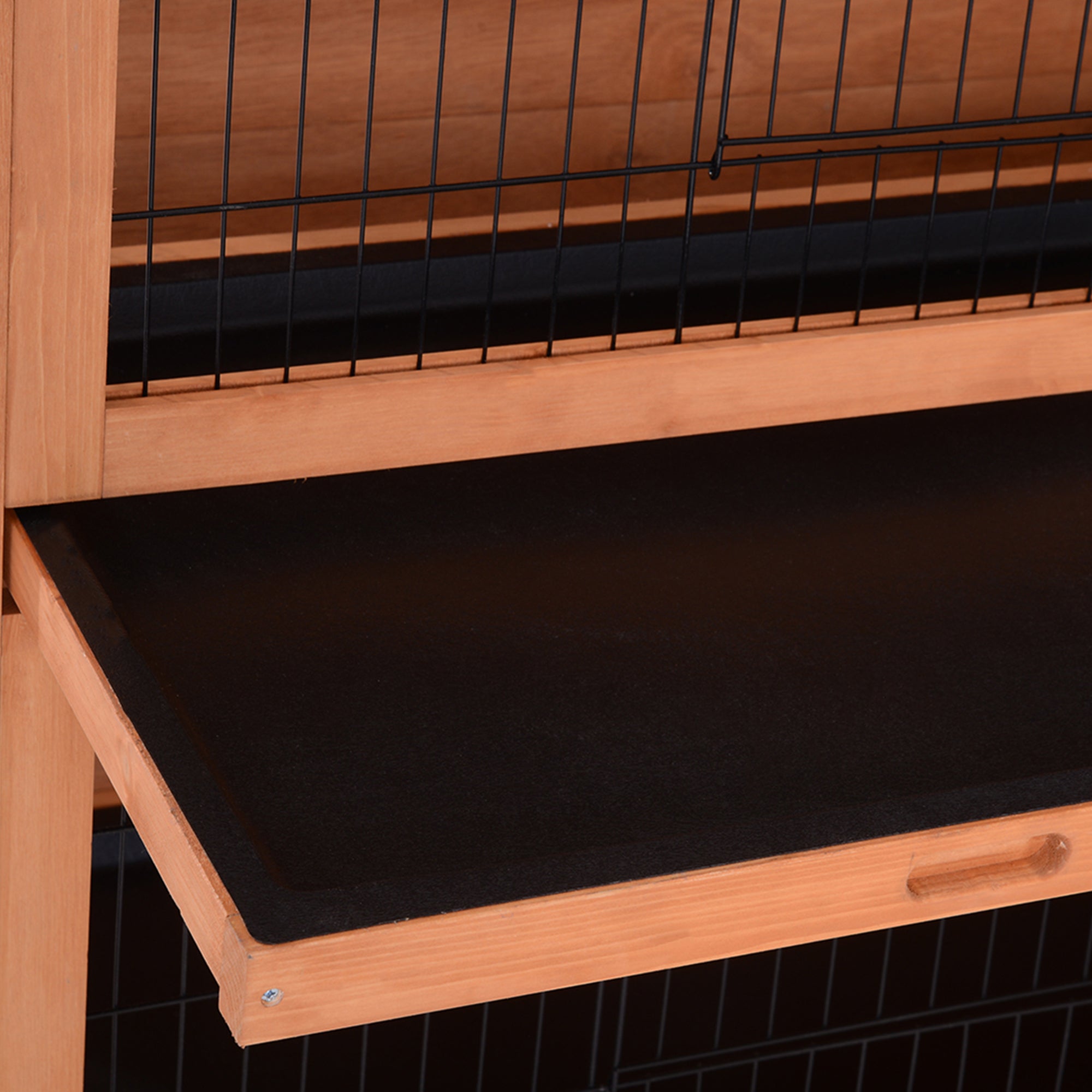 Small Animal Hutch, Double-Tier Guinea Pig Cage, Fir Wood, Orange