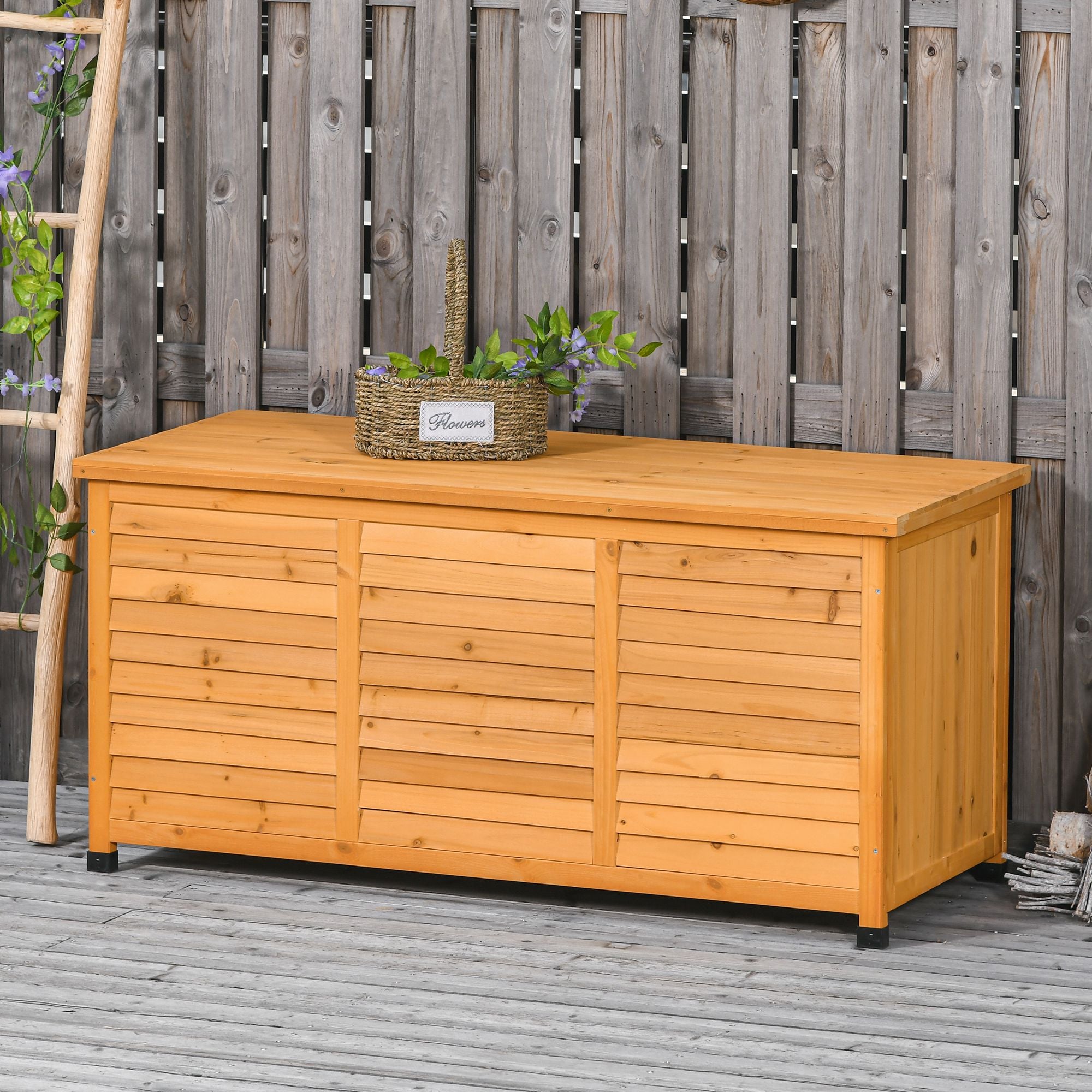 Garden Shed Tool Storage Cabinet Water-Resistant Durable Large Capacity 127x56x60cm Fir Wood Yellow