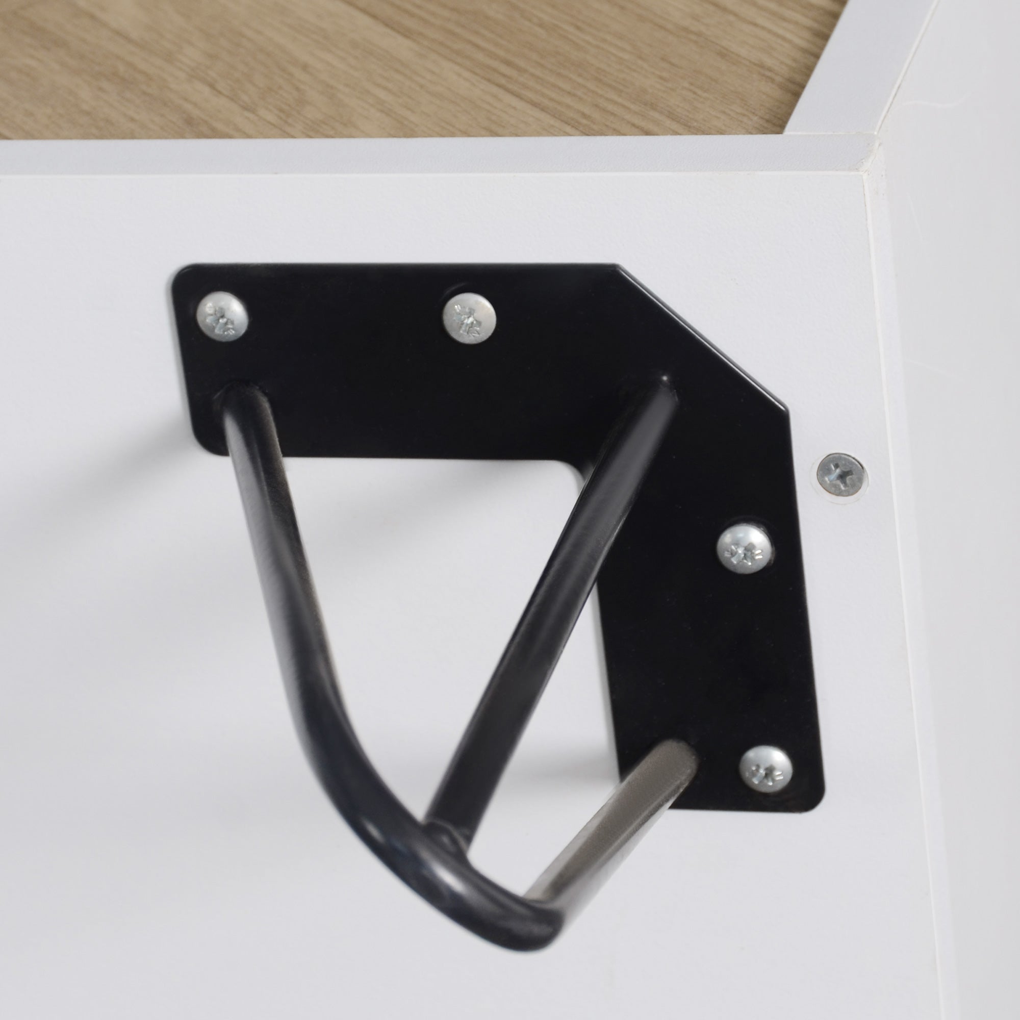 Modern storage cabinet, sideboard with drawer and adjustable shelves, white and wood look