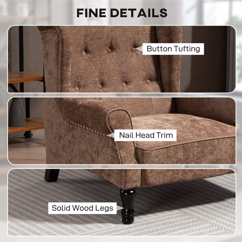 Vintage Armchair 150° Reclining with Footrest, Brown