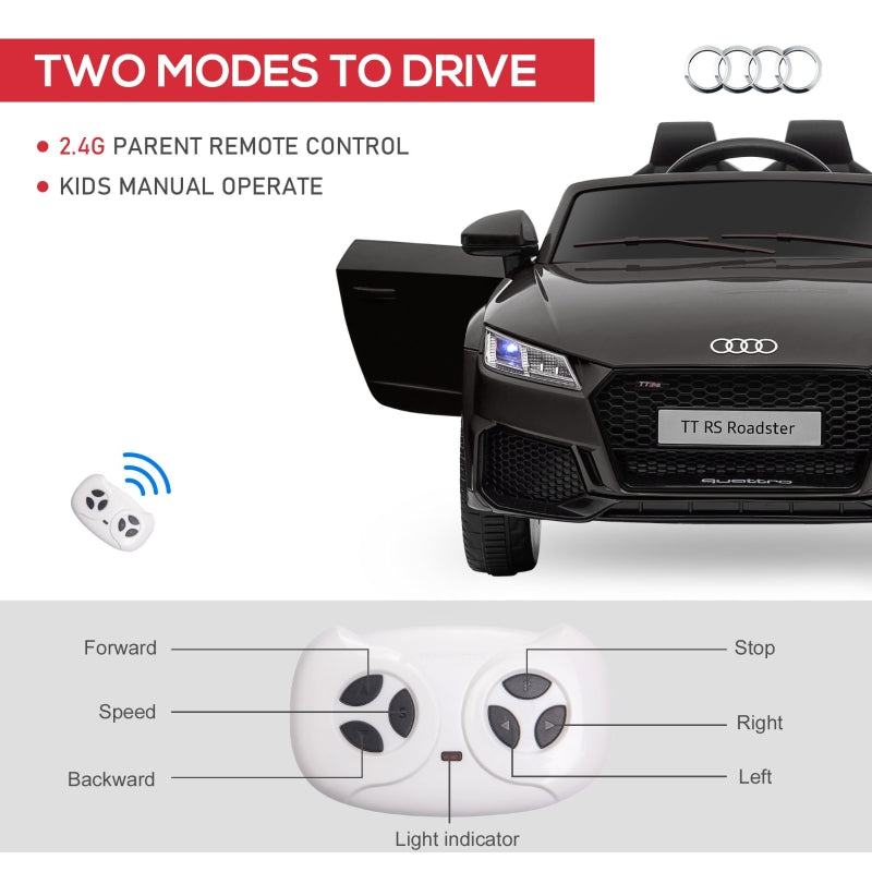 Kids Licensed Audi TT 12V Battery Remote Control Ride-On Car Black