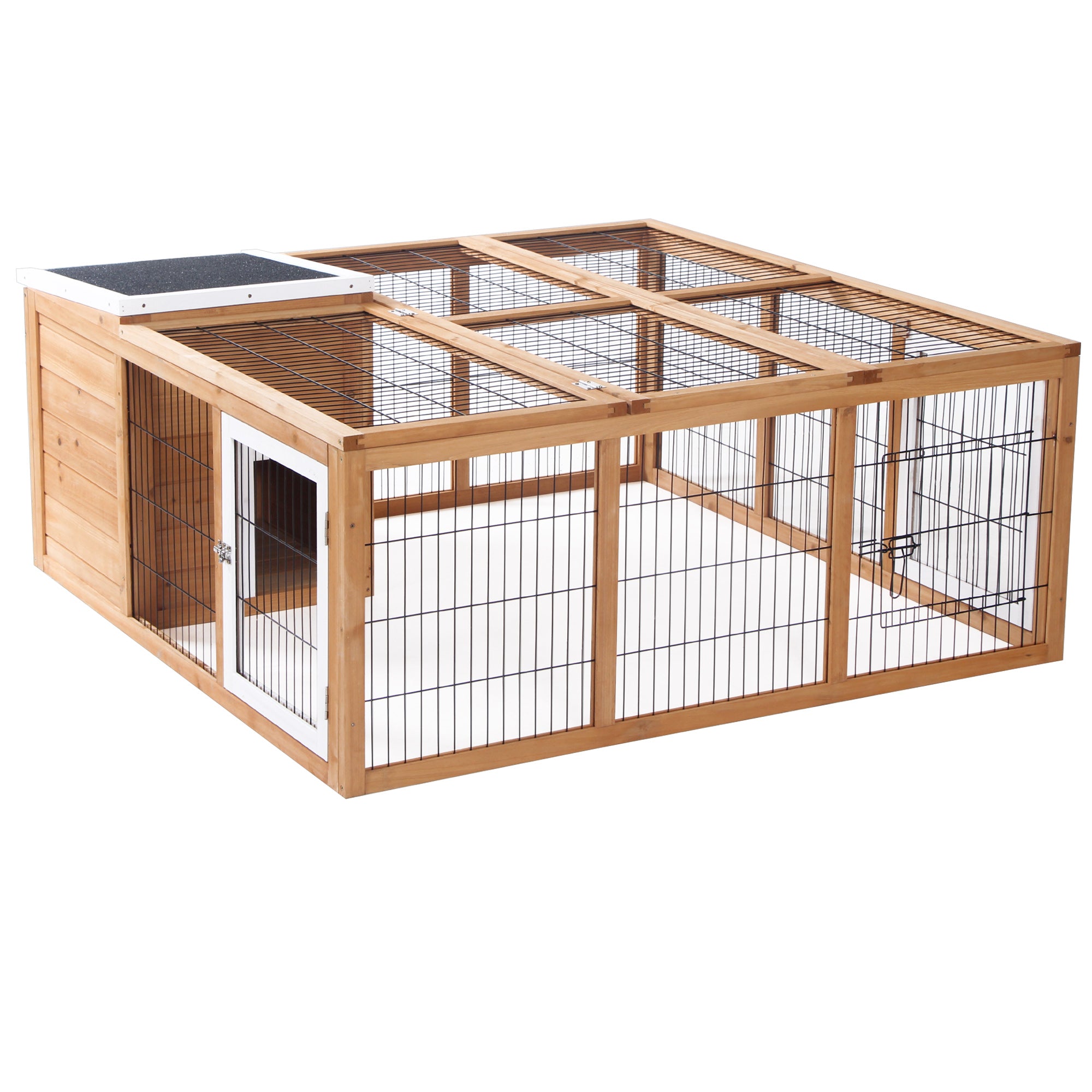 Small Animal Enclosure, Waterproof Roof, Removable Lid, Fir Wood Natural