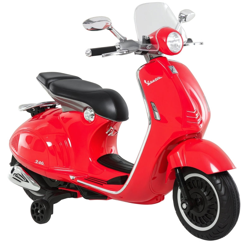 children's electric motorcycle with headlight, music, training wheels, 30 kg load capacity, red
