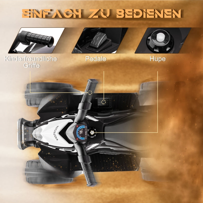 Electric Quad Bike for Kids with LED Headlights and 2.8 km/h Speed, Black